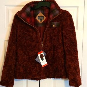 Womens Dark Red Fuzzy Jacket By Pendleton